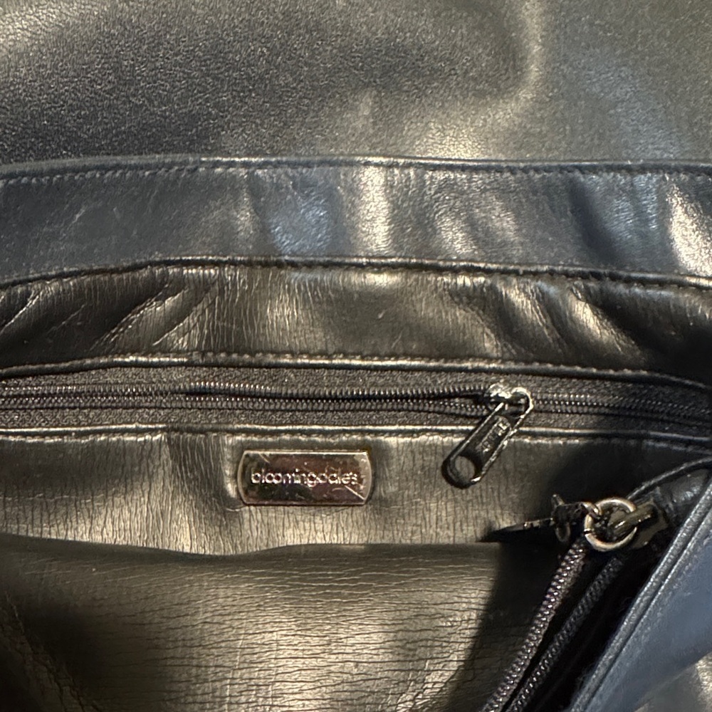 Bloomingdale's Dark Blue Leather Shoulder Bag - Picture 10 of 11